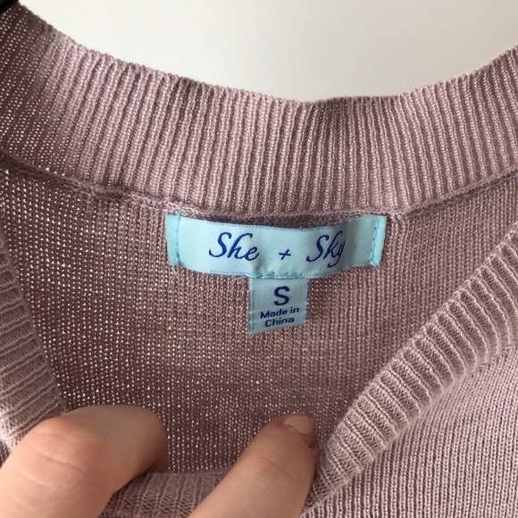 ✨She + Sky Dusty Lilac Crop Ruffle Sweater Top - Picture 4 of 7